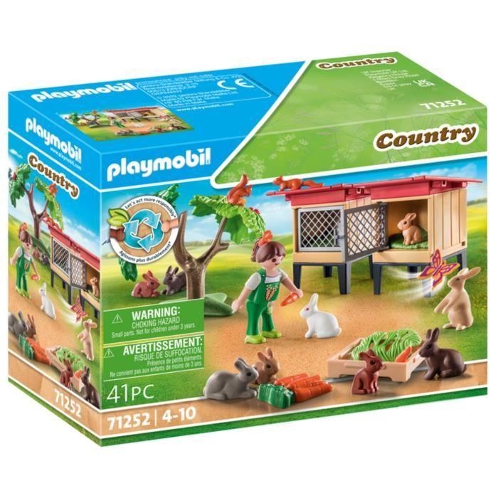 PLAYMOBIL 71252 Enfant avec enclos et lapins, Country La Ferme, Animaux de la ferme, Des 4 ans