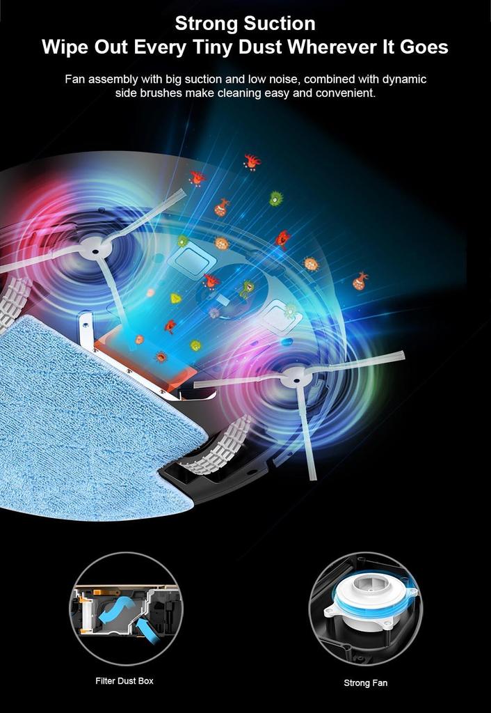 LIECTROUX M7S Pro Robot Vacuum Cleaner, 2D Map Navigation, 4400mAh Battery, Run 110mins, Dry and Wet Mopping - Black