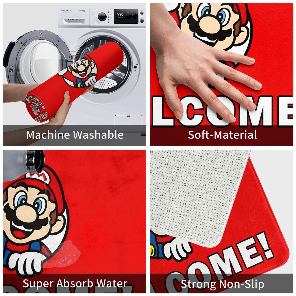 Super Bros M-Marios Door Floor Kitchen Bath Mats Anti-Slip Indoor  Doormat Garden Entrance Rug Carpet Footpad