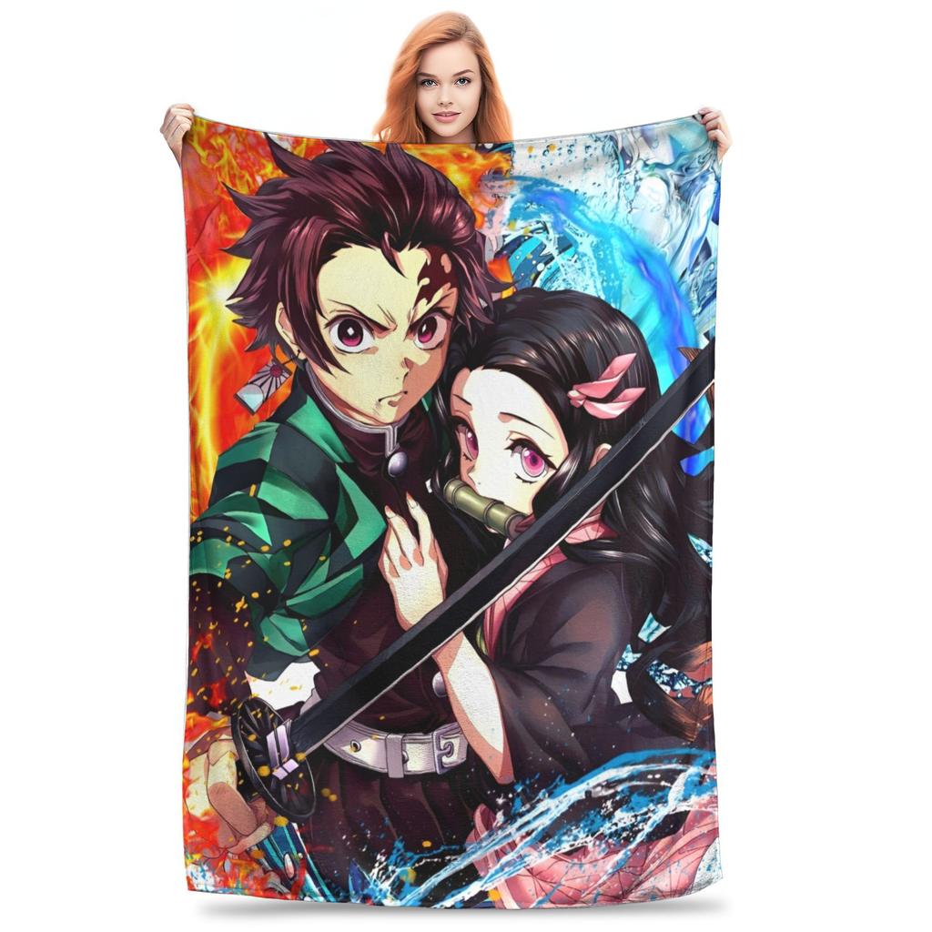 Супермягкий плед-накидка Slayers Kimetsu Yaiba Manga Премиальный флис Легкое одеяло для кровати Уютные плюшевые одеяла Для всесезонного использования