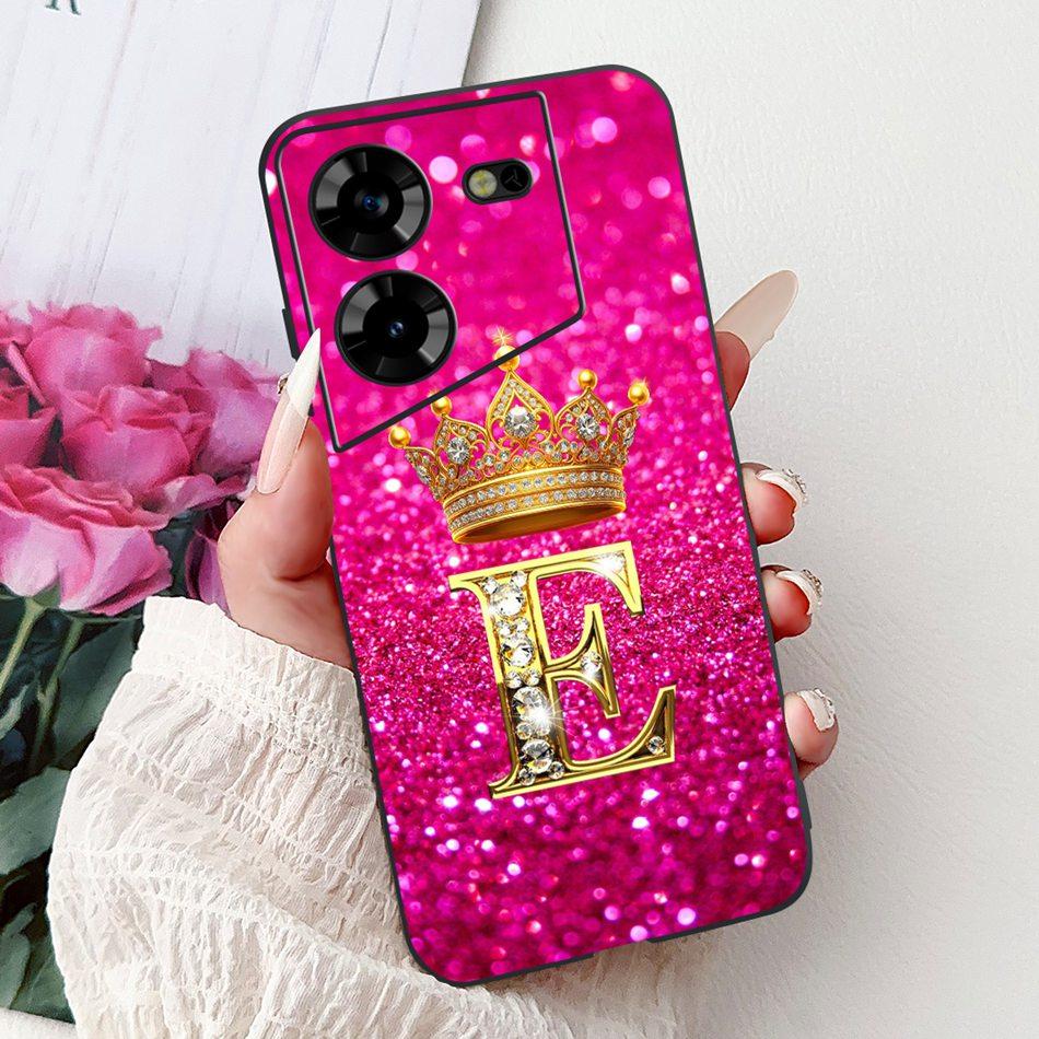 Для Tecno Pova 5 LH7n / Pova 5 Pro LH8n Модный Чехол для Телефона с Буквой Короны Для Tecno Pova5 5Pro 5G Черный Силиконовый Мягкий Чехол Бампер