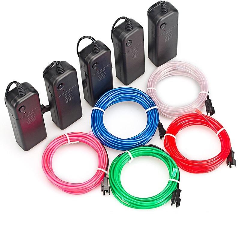 1m 3m 5m Glow EL Wire Neon Cable for Christmas Dance Party DIY Costumes Multicolor Illuminated Light AA Battery Lamp LED Strip