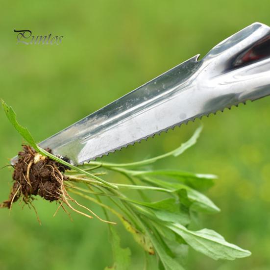 5-in-1 Garden Trowel Stainless Steel Weed Remover with Wooden Handle Multipurpose Hand Weeder for Easy Weed Removal Planting Transplanting