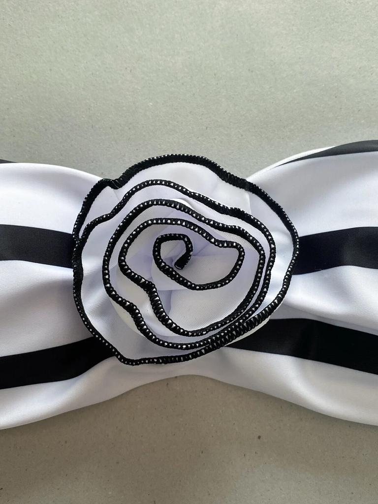 Бандо-бикини, сексуальные женские купальники, женский комплект бикини, полосатый купальный костюм, купальные костюмы, стринги с цветочным принтом, бикини