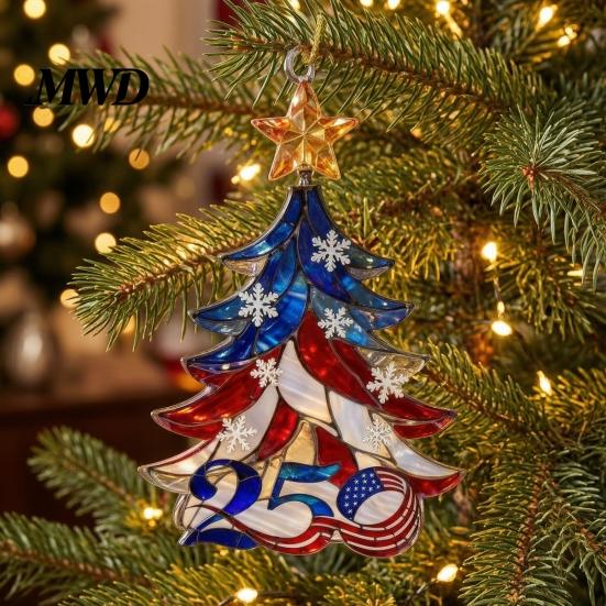 Decorative Window Entrance Pendant 250 Anniversary USA Christmas Ornament, America Years Patriotic Tree Party Gift Decoration, 1776-2026 2D