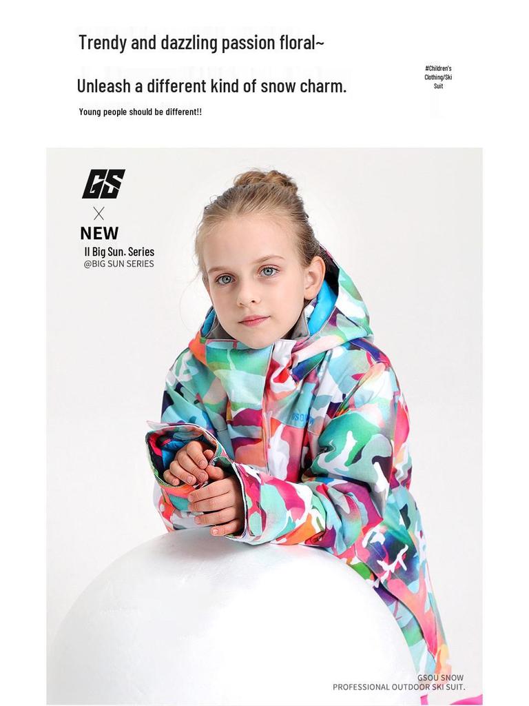 Детская ветрозащитная водонепроницаемая лыжная куртка Gsousnow - Теплый лыжный костюм для мальчиков и девочек для улицы