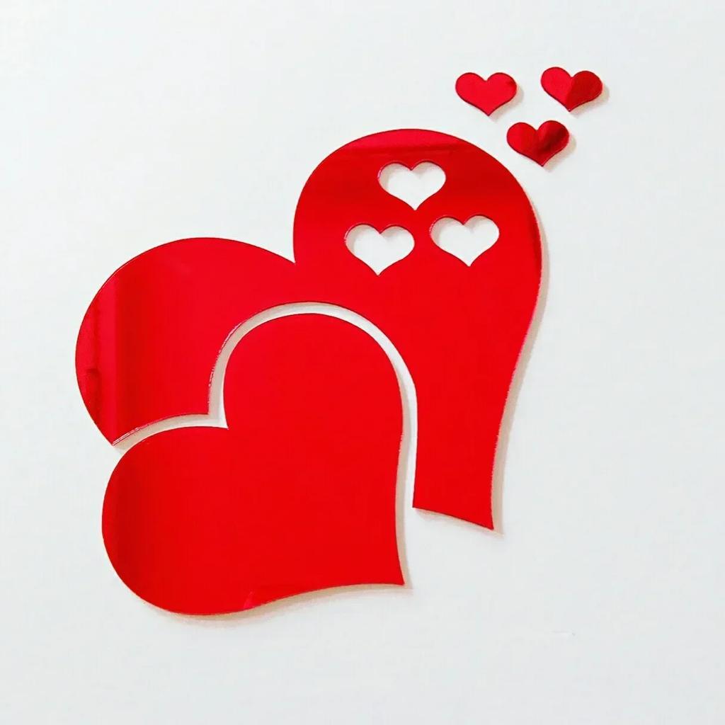 3D Зеркальные Наклейки на Стену Сердца Модные DIY Наклейки Самоклеящиеся LOVE Свадебный Фон Украшение Комнаты Обои