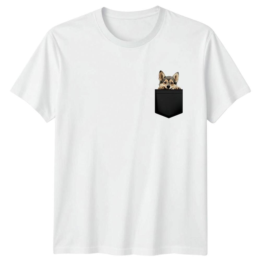 Corgi Dog Peeking Pocket Animals Dogs Unisexs TShirt Unisexs Tee Graphic Unisex Top