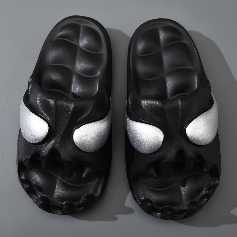 Мужские шлепанцы с черепом 2024, нескользящие сандалии из ЭВА с толстой подошвой, дышащие, мягкие, удобные для лета, сланцы для улицы на Хэллоуин (Возраст 12+)