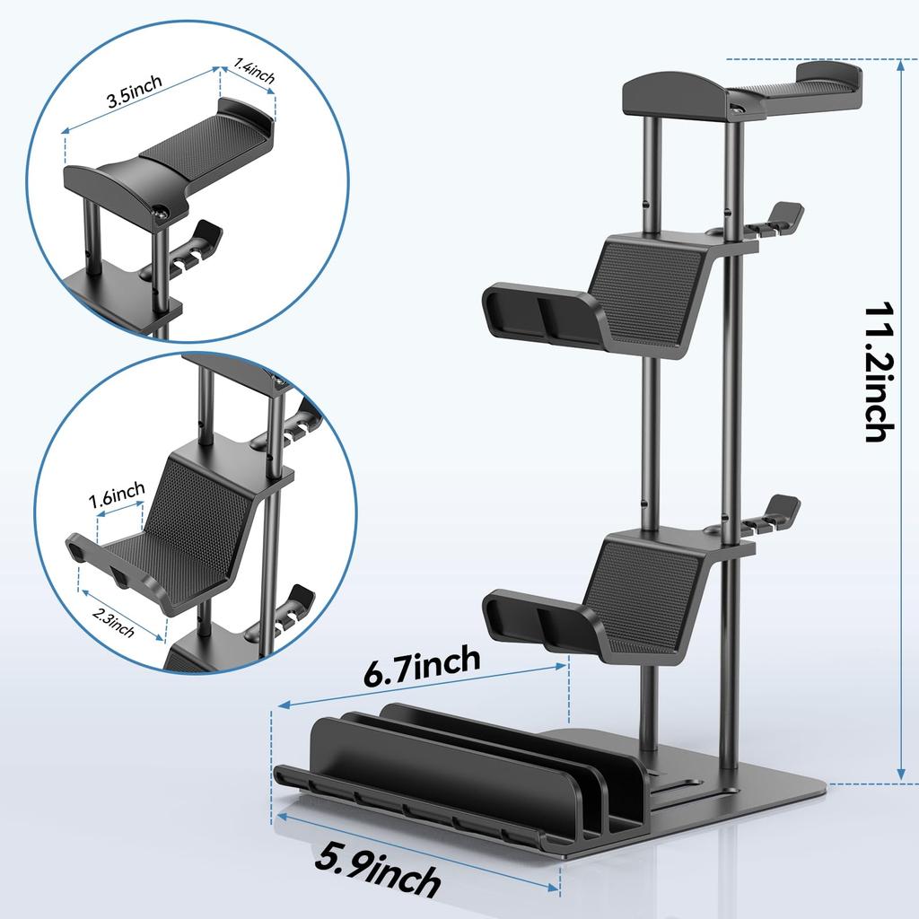 KDD Headphone Stand Game Controller Holder Headset Holder for Desk Earphone Stand with Aluminum Support Bar Universal Storage Organizer Phone &