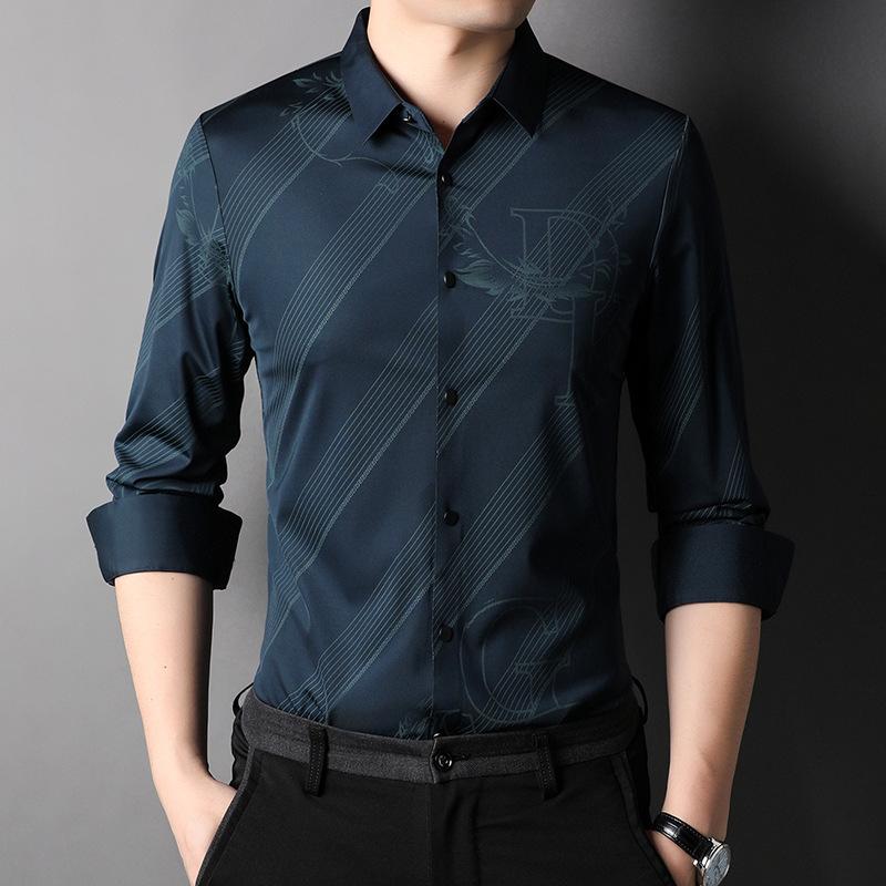 Рубашка с длинными рукавами, тонкий кардиган из ледяного шелка, весна и осень, новый стиль, повседневная рубашка для молодежи и людей среднего возраста