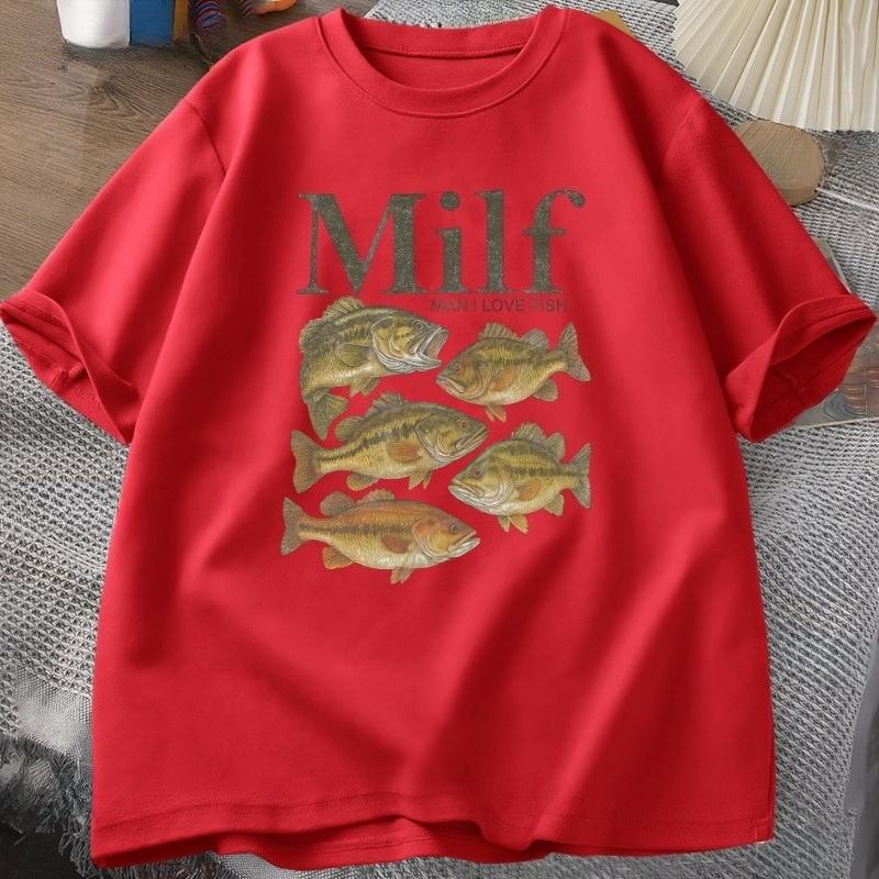 Unisex I Love Fish TShirt Funny Vintage Meme Fish T Shirt Casual Short Sleeve Round Neck Unisex Tee Cotton Loose Male Clothes Tops