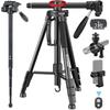EVUMO HF3 Camera Tripod 167cm Overhead Photography Tripod with Remote Control and Smartphone Head Compact Portable Lightweight Horizontal Tripod