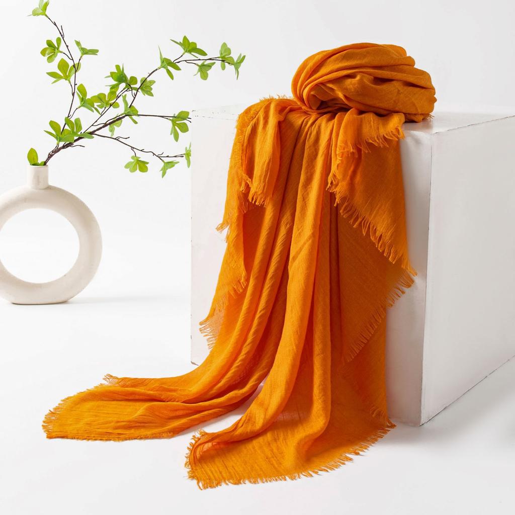 Spring and summer sunscreen scarf imitation cotton and linen solid color simple shawl women's high-end silk scarf yarn headscarf women's cross-border