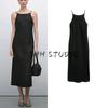 MD Spring/Summer New Arrival Elegant Elegance Minimalist Linen Mid-Length Sling Dress Black Dress 6631586