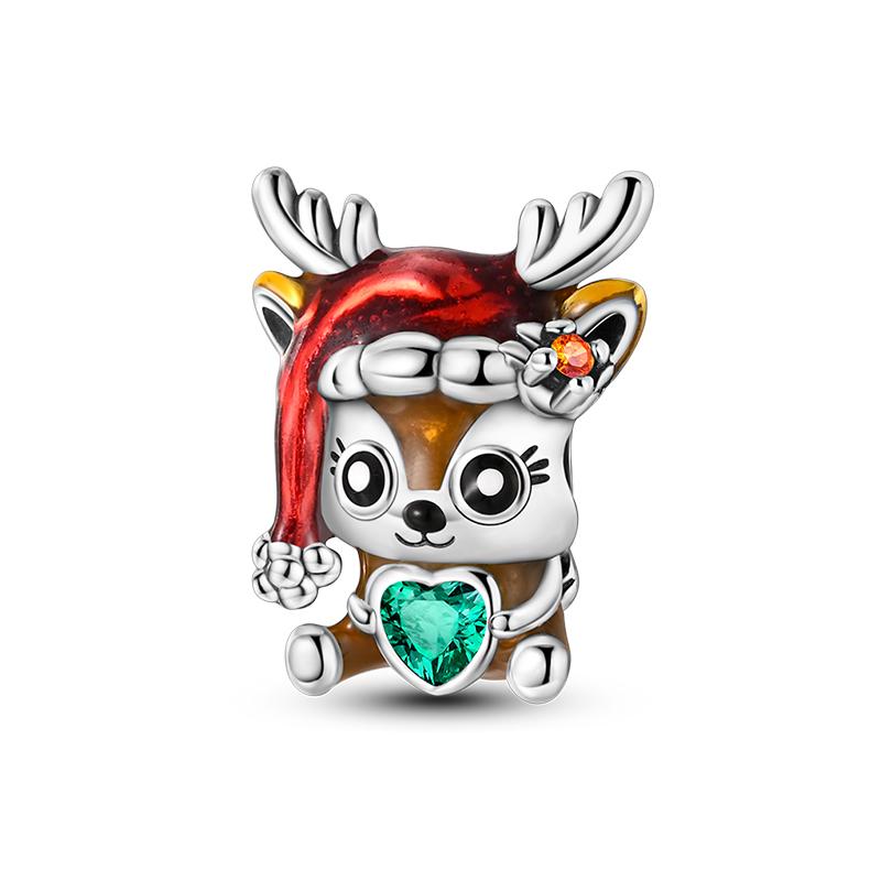 Новые Медные Снеговик Лось Санта Пряничный человечек Рождественские Шармы Бусины Подходят для Оригинальных Браслетов 3 мм DIY Ювелирные изделия Праздничный Подарок