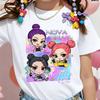 Новая детская футболка "Nova Beat Vibrant K-POP Girl Group" Мультяшный принт Повседневный универсальный топ, 100% чистый хлопок