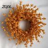 Entryway Seasonal Decor Artificial Fall Fabric Wreath for Front Door, Autumn Harvest Floral Kitchen Wall Flower Wreath, Thanksgiving Halloween