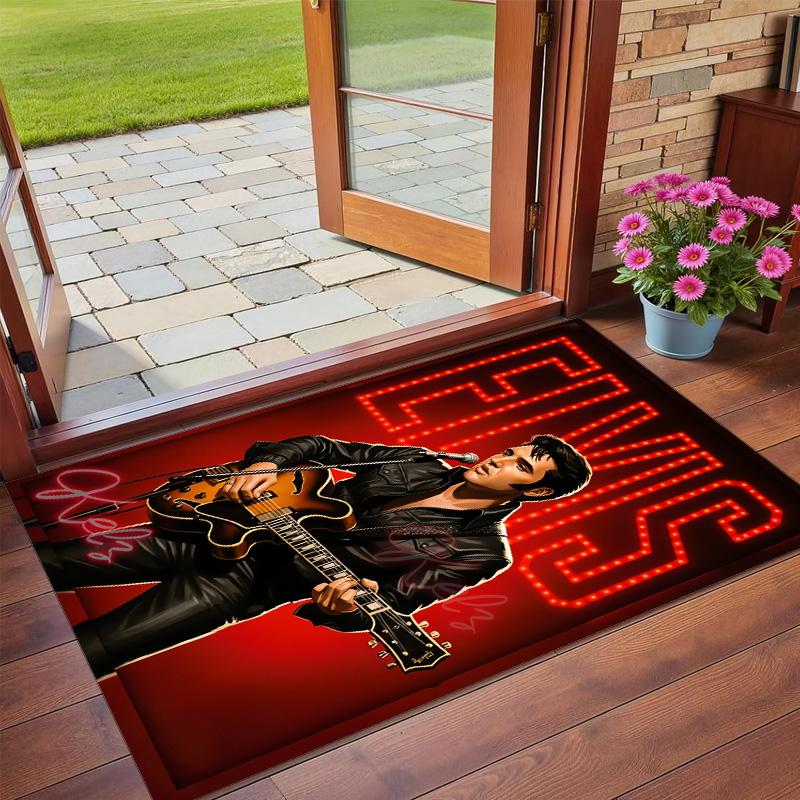Elvis Presley Print Crystal Velvet Plush Rug Anti?Slip Wear?Resistant Floor Carpet For Indoor Household Home Decoration