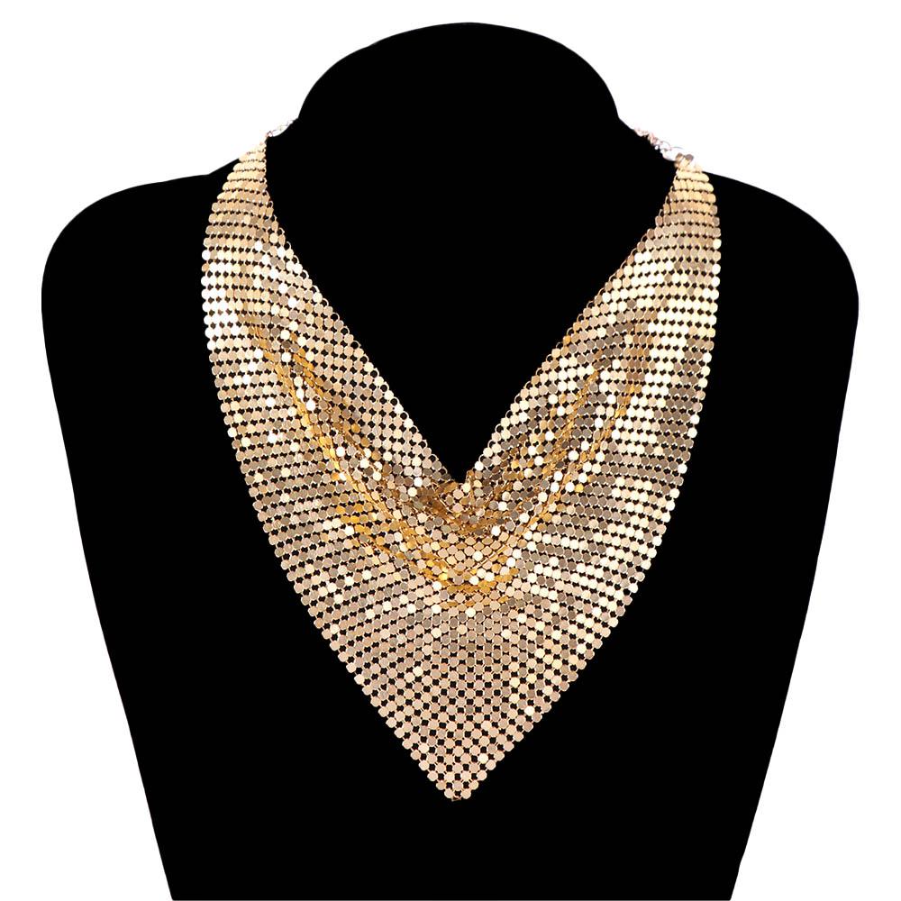 Aesthetic Leopard Print Necklace Chain Choker Detachable Collar Metal Triangular Scarf Girls