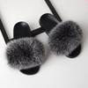Furry Slippers for Women The Same Style In Summer Real Fox Fur Slippers Plus Size Female Sandals