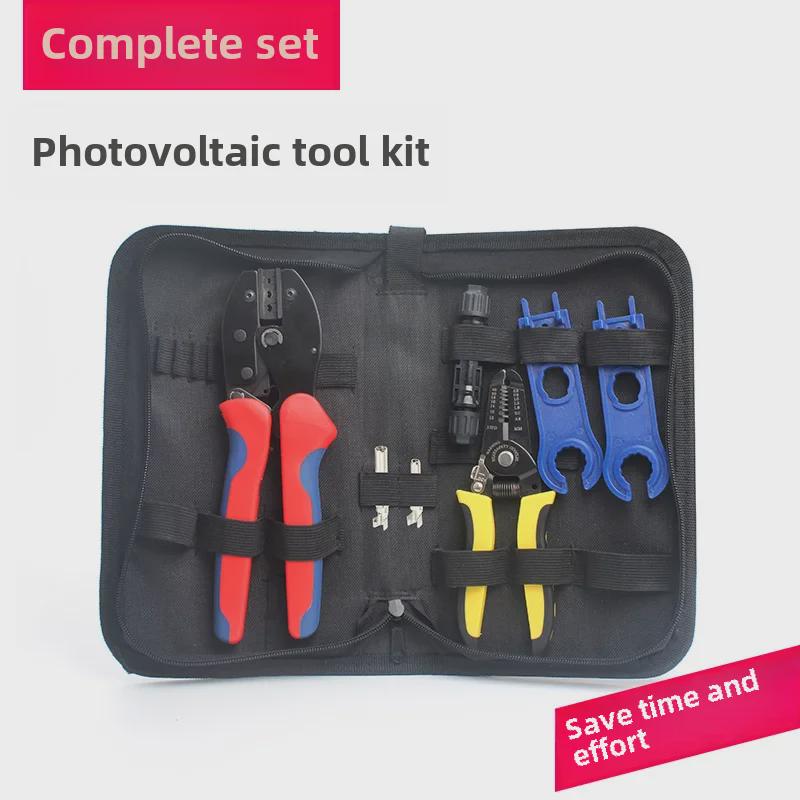 Комплект инструментов для установки фотоэлектрических систем Solar MC4: Клещи для обжима электрика, клеммы для подключения, набор гаечных ключей