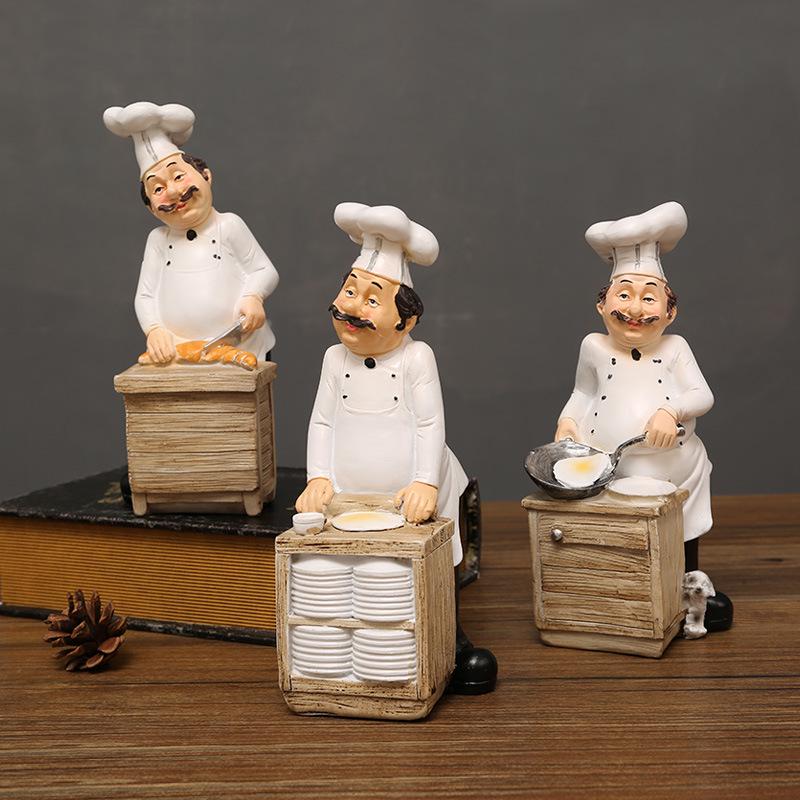 European Chef Figurine - Decorative Ornament for Home, Cafe, Cake Shop, or Living Room