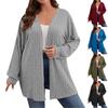 Women's Long Sleeved Solid Color Loose Cardigan Top Knitted Jacket