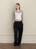 GLOWNY G Gentle Wide Leg Pinstripe Pants (Navy)