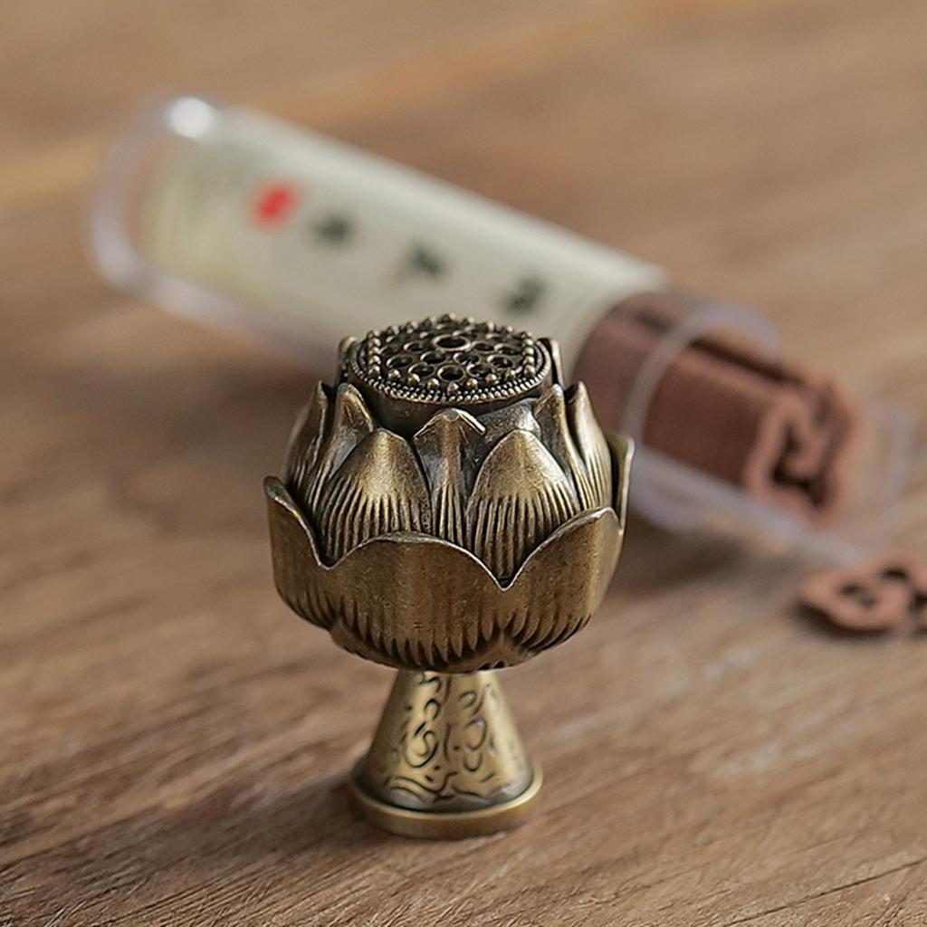 1pcs Square Vertical Chinese Incense Burners Small Alloy Incense Holder Indoor Aromatherapy Home Ornament Household Decoration