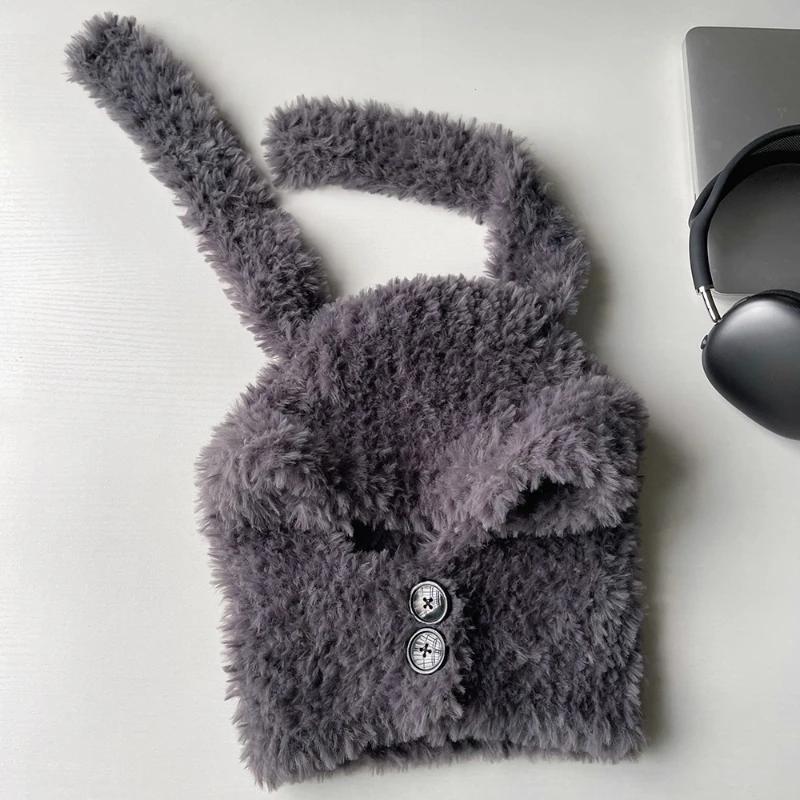 Милые плюшевые шапки-бомберы с длинными ушками для женщин, модные теплые уличные шапки-балаклавы с вогнутыми ушками и защитой ушей на осень и зиму