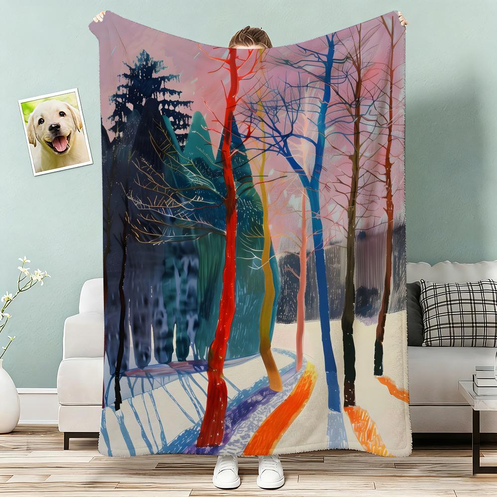 David HoCKney Art Prints Throw Lightweight 240g Flannel Blanket Soft Skin-friendly for Summer Cooling