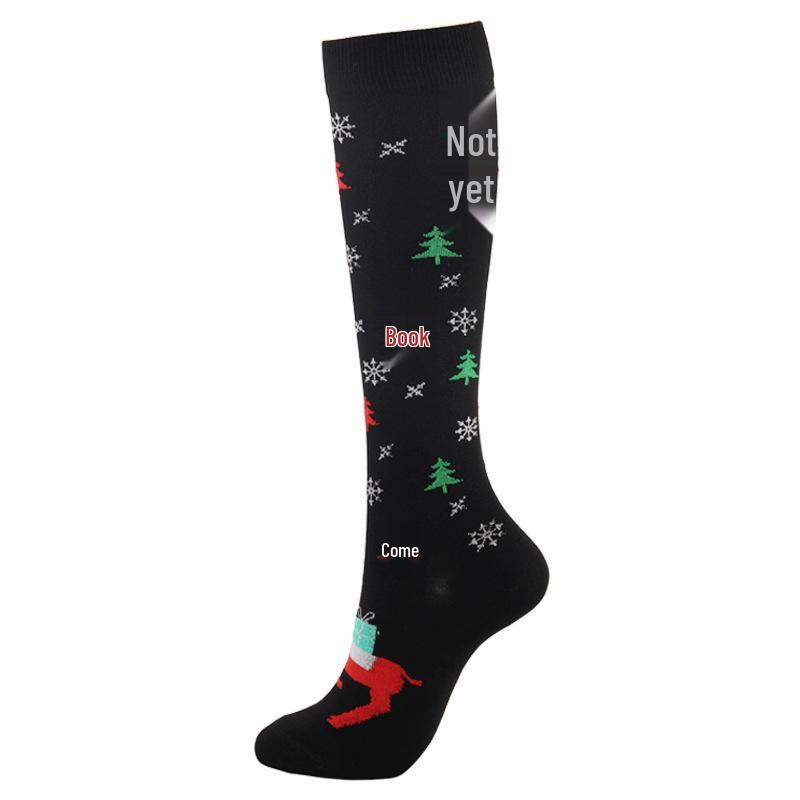 Женские полосатые рождественские компрессионные носки - Дизайны с елкой, шляпой, животным, спортивный, ретро