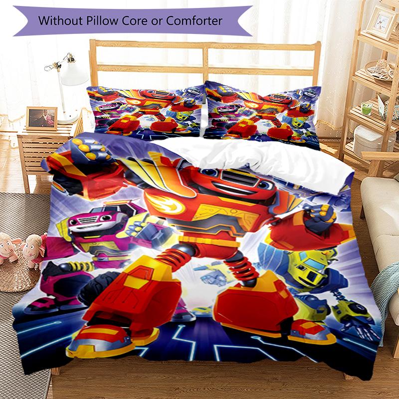 3pcs Blaze and the Monster Machines (3) Design Cover Set - HD Printed Bedding with 1 Cover and 2 Pillowcases - Perfect for Home and Dorm Decor