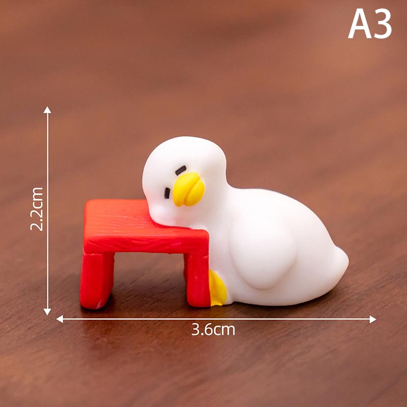 Miniatures Figurines Cute White Duck Animal Micro Landscape Ornaments For Home Desk Decoration Gardening Accessories