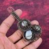 Rainbow Moonstone Pendant Gemstone Jewelry Copper Wire Wrapped Guitar Pendant