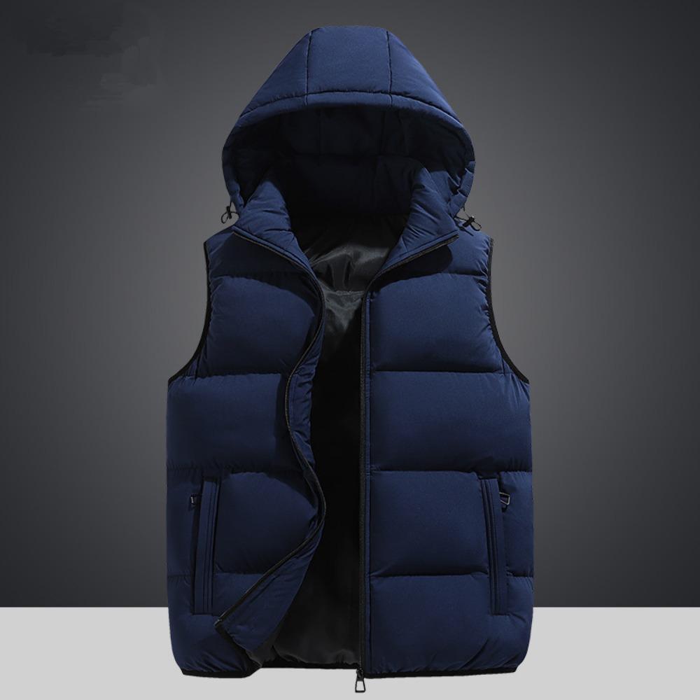 Мужская осенняя утепленная хлопковая безрукавка, жилет, куртка, пальто, мужская зимняя теплая съемная шапка, верхняя одежда, жилет, жилет с капюшоном, куртка мужская