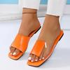 Fashion 2024 New Women Shoes Square Toe Women's Slippers Summer Open Toe Transparent Solid Outdoor Flat Casual Beach Large Size Slippers