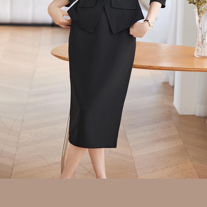 Женский профессиональный костюм с юбкой и длинным рукавом Busaron 2024 года — официальная рабочая одежда для собеседований и продаж.