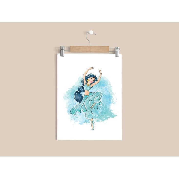 Nistio® Disney Princess Ballerina Wall Art Prints, Princess Playroom Decor, Elsa, Cinderella, Ariel, Snow White, Belle, Jasmine, Princess Anna,