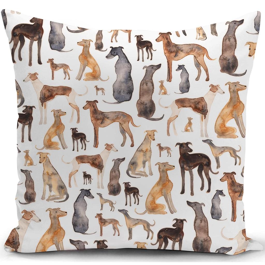 Watercolor Greyhound Pillow Cover Whippet Dog Print Dog Lover Cushion Case For Sofa Bed Couch Pet Home Decor Gifts