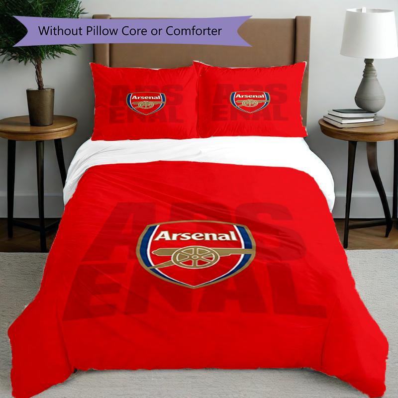 3pcs Duvet Cover Set (1*Duvet Cover + 2*Pillowcase, Without Core),football team Print Bedding Set, Bedroom Decor, All‑Season, Birthday Gift