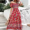 Women's Vintage Bohemia Summer Spring Floral Print Short Sleeve Casual Dresses