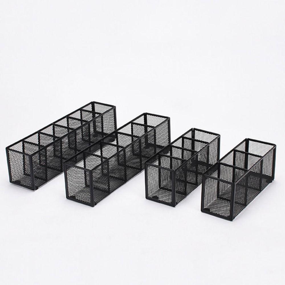 Modern Mesh Desk Organizer 3/4/5/6 Grids Pen Storage Box Multifunctional Pencil Holder Office Use