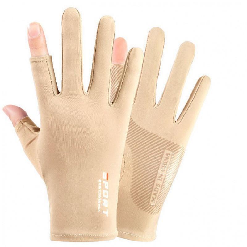 Womens High Stretch UV Protection Gloves Thin Half Finger Outdoor Driving