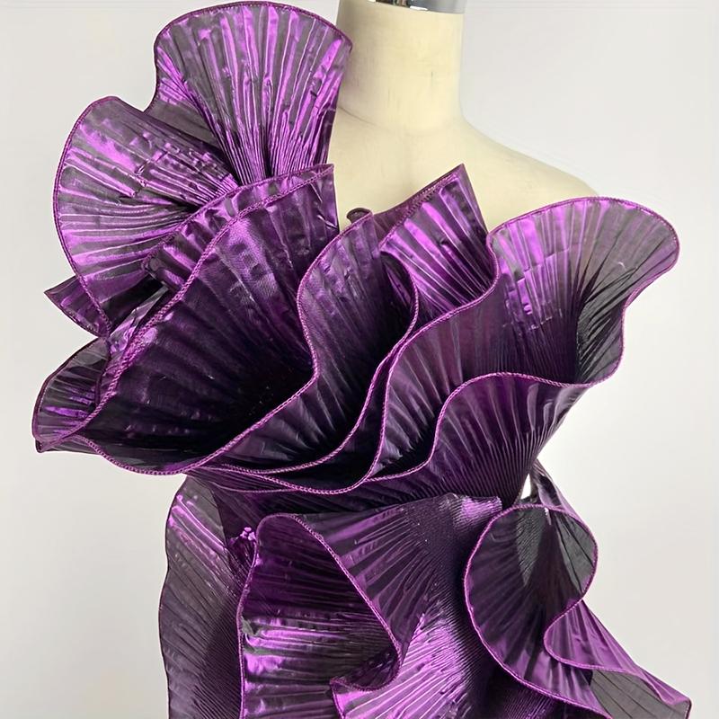2 ярда/182 см металлическая глянцевая плиссированная волнистая кружевная лента с рюшами и 3D плиссированным краем с рюшами