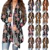 Женская мода повседневная Хэллоуин принтованный длинный рукав кардиган средней длины топы