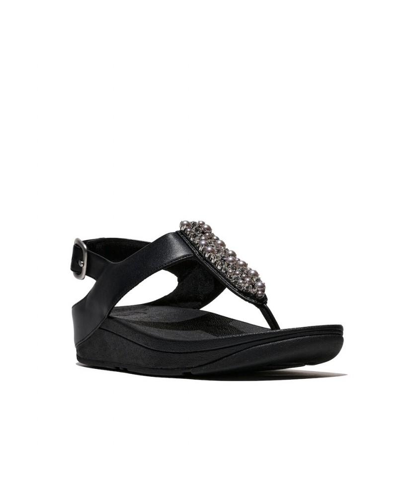Женские шлепанцы Fitflop Pino Pulse и Crystal с B-ремешком и перемычкой для пальцев - Черные (Ft64K2S045)
