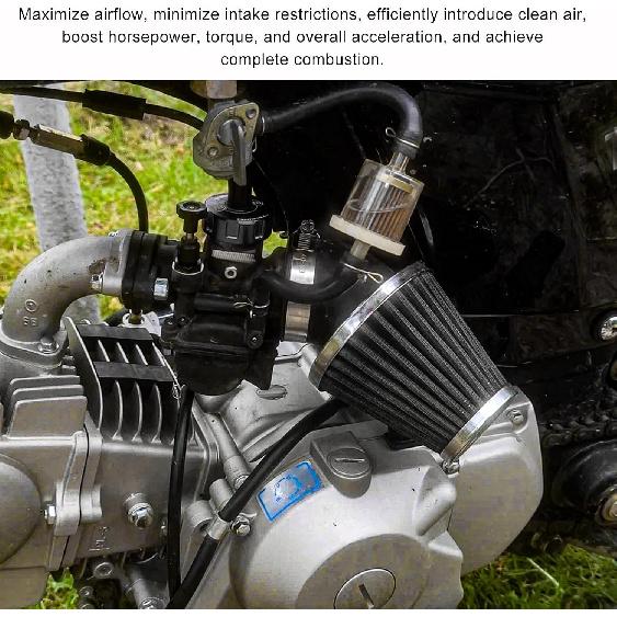35mm Bent Rubber Tube Air Filter, Elbow Conical Motorcycle Carburetor Air Filter Cleaner Replacement, 45 Degree Angled Tube Filters for 110cc 125cc
