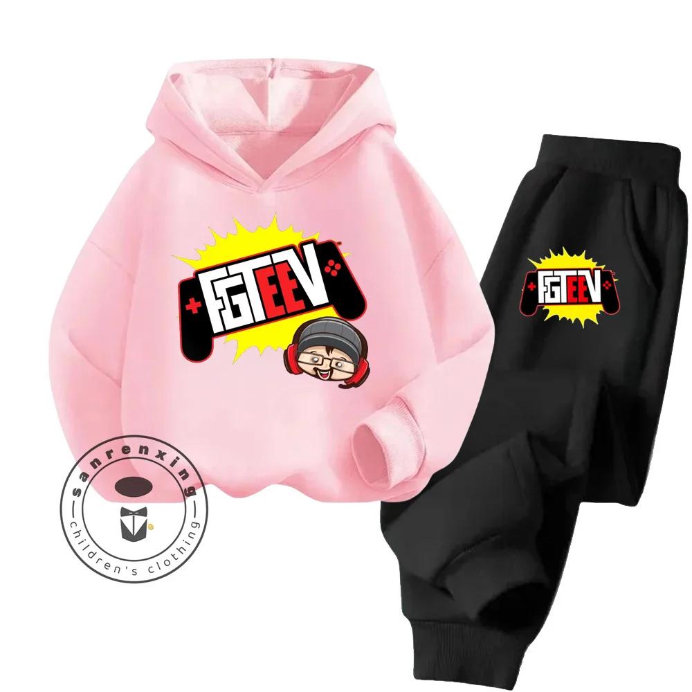 FGTeeV Cartoon Loungewear Идеально подходит для ленивых выходных в помещении Детский креативный дизайн Мультяшный принт Чистый хлопковый комплект с капюшоном